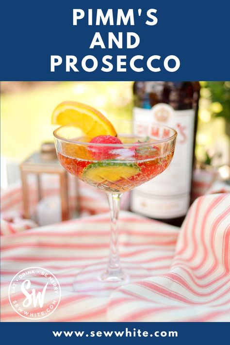 A traditional Pimm's cocktail is great but my Pimm's cocktail is even better. This Pimm's Spritz takes a classic Pimm's to the next level by mixing Pimm's and Prosecco to make a fruity and bubbly cocktail. A perfect Wimbledon tennis cocktail and an easy summer party drink to make at home. Tennis Cocktail, Pimms Cocktail, Summer Party Drink, Gin And Prosecco, Easy To Make Cocktails, Prosecco Cocktails, Tennis Party, Perfect Summer Drink, London Cake