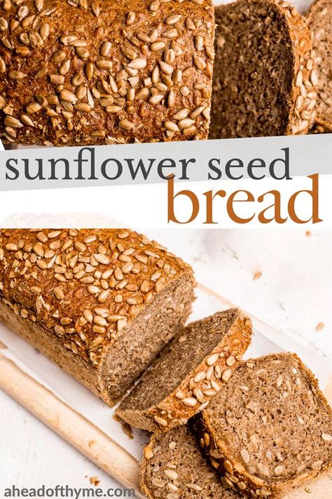 Learn how to make a delicious, golden brown loaf of homemade sunflower seed bread today! It is soft and fluffy on the inside, and crispy on the outside. | aheadofthyme.com #bread #howtomakebread #bakingbread #homemadebread via @aheadofthyme Sunflower Seed Bread Recipe, Sunflower Seed Bread, How To Make Sunflower, Seeded Bread Recipes, Menstrual Phase, Plant Diet, Pagan Holidays, Seed Bread, Yeast Breads