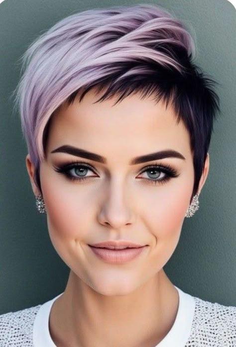 Hair Color Pixie Cut, Purple Pixie Cut, Purple Grey Hair, Short Punk Hair, Short Cropped Hair, Shaved Hair Cuts, Short Shaved Hairstyles, Short Spiked Hair, Short Red Hair