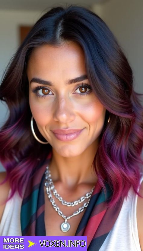 23 Bold Dark Plum Hair Color Ideas for a Stunning Transformation Balayage To Highlights, Plum Balayage, Dark Plum Hair Color, Hair Color Ideas Dark, Plum Hair Color Ideas, Dark Plum Hair, Plum Hair Color, Violet Highlights, Hair Color Plum