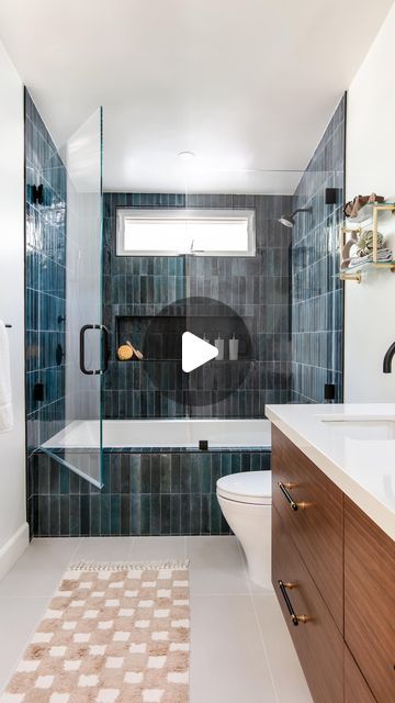 Blythe Interiors | Studio · Showroom · Shop on Instagram: "Design tip📌: Elevate the look of an alcove bathtub by using a drop-in tub and tiling the entire surround!  ⁠ We designed this bathroom for our client’s young son so a bathtub was a must! By carrying the beautiful, rich blue shower tile around to the front of the tub, we created a fun statement and bold pop of color while elevating the overall feel. ✨💫💙  PS. We’ve used this ultra glossy, Italian subway tile in a few projects and it’s ALWAYS a showstopper🤩. Stop by our Showroom to check it out in person as well as our huge collection of other remodel materials including cabinetry, counters, flooring, wallpaper and so much more!   #interiordesigntips #showertile #subwaytile #blytheinteriors #showerinspo #showerdesign #bathroomremo Daltile Remedy, Bathtub Tile Surround, Blue Shower Tile, Blue Bathroom Tile, Drop In Tub, Drop In Bathtub, Bathtub Tile, Retreat Center, Colourful Tile