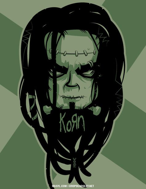 Korn Franken-Zombie by markwasyl.deviantart.com on @deviantART Korn Painting, Korn Poster Black And White, Jonathan Davis Korn Fanart, Rock Logo, Indie Comics Art, Korn Self Titled, Rock Band Logos, Korn Jonathan Davis Memes, Music Concert Posters