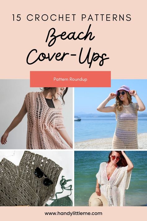 Crochet beach cover-ups. Choose a pattern from this list and make a unique crochet cover-up or crochet beach dress to wear all summer long! Swimsuit Coverup Pattern, Swimsuit Coverup Ideas, Crochet Bathing Suit Cover, Beach Coverup Pattern, Crochet Kimono Cardigan, Crochet Beach Cover Up, Crochet Beach Wear, Beach Pattern, Crochet Bathing Suits