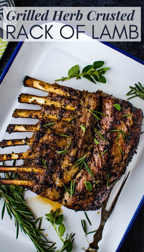 Rack Lamb, Herb Crusted Rack Of Lamb, Grilled Lamb Recipes, Lamb Rack Recipe, Grilled Lamb Chop Recipes, Easy Lamb Recipes, Herb Marinade, Bbq Lamb, Crusted Rack Of Lamb