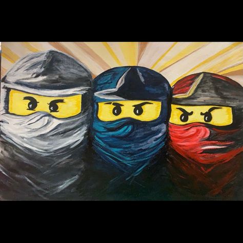 Lego Ninjago Painting, Ninjago Painting, Lego Painting, Lego Wall, Lego Art, Lego Ninjago, Painting For Kids, Acrylic Painting Canvas, Pluto The Dog