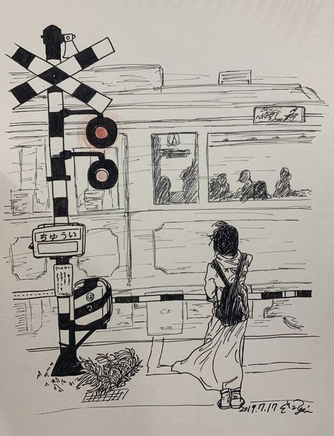 Someone From Behind Drawing, Train Sketch, Pen Art Drawings, City Drawing, Art Drawings Sketches Pencil, Architecture Drawing Art, Sketchbook Art Journal, Interior Design Architecture, Art Diary