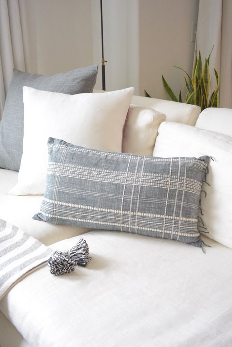 Styled Studio McGee Favorites + Comfy Loungewear Picks Studio Mcgee Pillows, Decorating With Quilts, India Bedroom, Light Blue Throw Pillows, Texture Pillow, Beach House Living Room, Pillow Combos, Redecorate Bedroom, Studio Mcgee