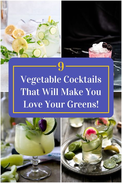 Collage of 4 vegetable cocktails. Vegetable Cocktails, Delicious Vegetables, Summer Afternoon, Incredible Recipes, Cocktail Hour, Refreshing Drinks, Healthy Happy, Summer Drinks, Love Your