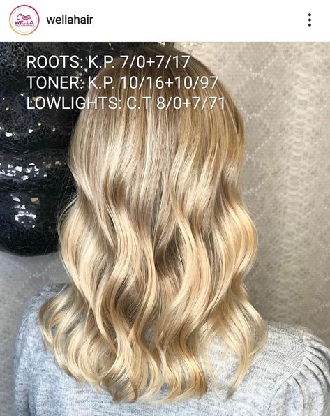 Wella Formulas Lowlights, Frocks For Women Party, Wella Formulas, Hair Formulas, Wella Hair Color, Color Formulas, Beige Hair, Golden Blonde Hair, Hair Color Formulas