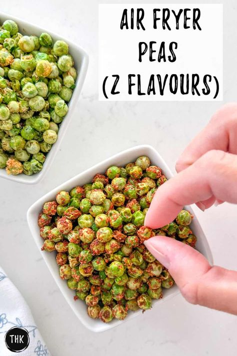 Air Fryer Peas [Two Flavours] This Healthy Kitchen Wasabi Peas Recipe, Air Fryer Peas, Peas In Air Fryer, Peas Side Dish, Dried Peas, Pea Snacks, Inflammation Diet Recipes, Vegetarian Eating, Wasabi Peas