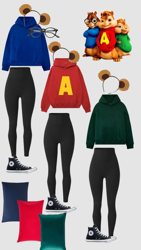 alvin and the chipmunks halloween idea Alvin And The Chipmunks Halloween, Partner Halloween Costumes, Circus Halloween Costumes, Halloween Costumes Brunette, Quick Halloween Costumes, Halloween Costume Ideas For Couples, Cute Group Halloween Costumes, Costume Ideas For Couples, Costume Ideas Women