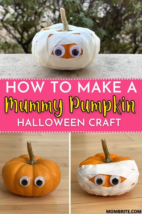 Pumpkin Crafts Kids, 1st Grade Crafts, Mummy Pumpkin, Pumpkin Mummy, Craft For Preschoolers, Boredom Busters For Kids, Halloween Crafts Preschool, Get Ready For Halloween, Pumpkin Craft