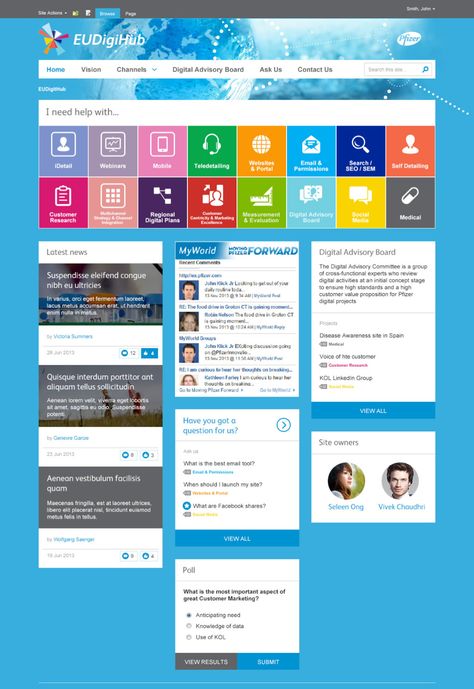 Pfizer draft home page Sharepoint Dashboard, Sharepoint Design, Sharepoint Intranet, Intranet Portal, Brochure Graphic, Learning Microsoft, Web Layout Design, Visual Inspiration, Learning Design