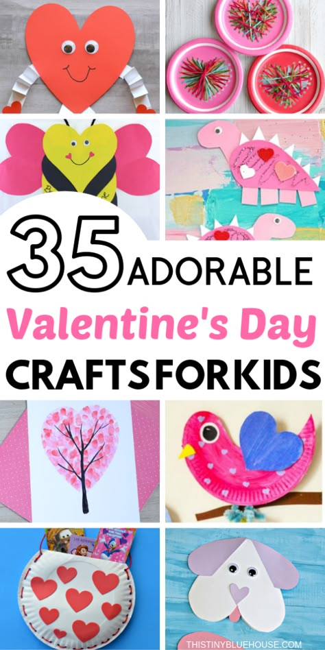 35 Valentine's Day Crafts For Kids that are easy to make and super fun. Add one or more of these adorable crafts to your holiday crafting to-do list! #valentinesdaycraftsforkids #valentinesdaycraftsDIY #Valentinesdaycraftstomake Selamat Hari Valentine, Toddler Valentine Crafts, February Crafts, Valentine's Day Crafts, Easy Valentine Crafts, Valentine's Day Crafts For Kids, Preschool Valentines, Valentine Crafts For Kids, Toddler Valentines