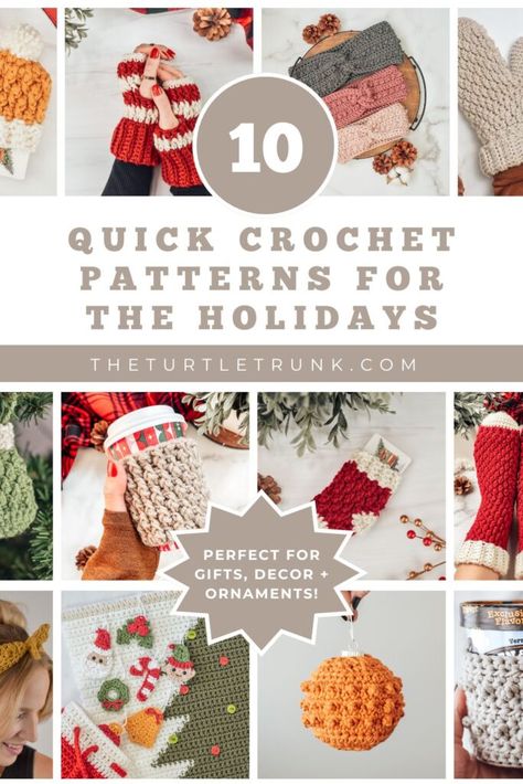 Crochet Quick Gift Ideas, Crochet Patterns For Christmas Gifts, Crochet Christmas Gifts Easy, Easy Holiday Crochet Patterns, Crochet Quick Christmas Gifts, Quick Christmas Crochet Patterns, Quick And Easy Crochet Christmas Gifts, Quick Christmas Crochet Patterns Free, Quick Christmas Crochet Projects