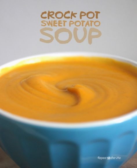 Crock Pot Sweet Potato Soup - Repeat Crafter Me Crock Pot Butternut Squash, Best Soup Ever, Crock Pot Sweet Potatoes, Snowman Amigurumi, The Best Soup, Chicken Crockpot Recipes Healthy, Best Soup, Repeat Crafter Me, Crock Pot Recipes