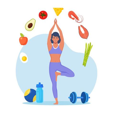 Plan de dieta. mujer delgada haciendo ej... | Premium Vector #Freepik #vector #comida #menu #mujer #deporte Girl Doing Yoga, Yogic Diet, Fitness Vector, Athletes Diet, Yoga Food, Doing Exercise, School Nutrition, Vision Board Images, Powerpoint Design Templates