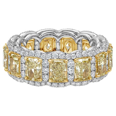 Canary Diamond Wedding Band, Canary Diamond, Yellow Diamonds, Fancy Yellow Diamond, Eternity Band Ring, Eternity Wedding Band, Radiant Cut, Diamond Halo, Yellow Diamond