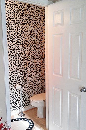 FAN RAVE: Chantrese said, "I am so excited to share my leopard print powder room. The ordering process for the stencil was easy and the product was delivered fast. What a holiday surprise, as my family and friends entered the powder room. It was the talk of the night and everyone was impressed."  Let's give her a big LIKE! leopard stencil: http://ow.ly/scdBQ Leopard Bathroom, Cottage Style Bathrooms, Nyc Apt, Wall Stencil Patterns, Downstairs Loo, Leopard Skin, Wall Stencils, Stencil Pattern, Pattern Wall