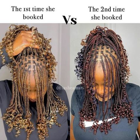 Knotless Braids With Real Hair, Short Curly Knotless Braids Hairstyles, New Knotless Braid Styles, Shirley Temple Knotless Braids, Mixed Knotless Braids, Small Short Knotless Braids, African Braids Hairstyles 2023, Short Curly Knotless Braids, Short Blonde Braids