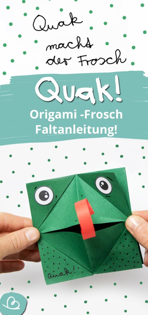 Origami Frosch „Qauk“ Faltanleitung mit Vorlage. ♥ #diy #doityourself #diyblogger #bastelnmitkindern #selbstgemacht #bastelmaterial #tiereauspapier #crafting #crafts #diys #kreativ #selbermachen #craftymom #lifehacks #lifehack #handmade #lebenmitkindern #frosch #vorlage #diyideas #deko #creative #origami #wunderbunt Creative Origami, Pop Up, Origami, Kindergarten, Card Holder, Japan, Quick Saves