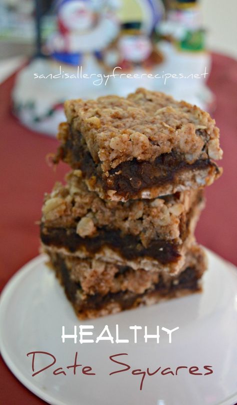 Healthy Date Squares, Heart Healthy Desserts, Date Squares, Square Recipes, French Canadian, Lactation Cookies, Allergy Free Recipes, Sugar Free Desserts, Sugar Free Recipes