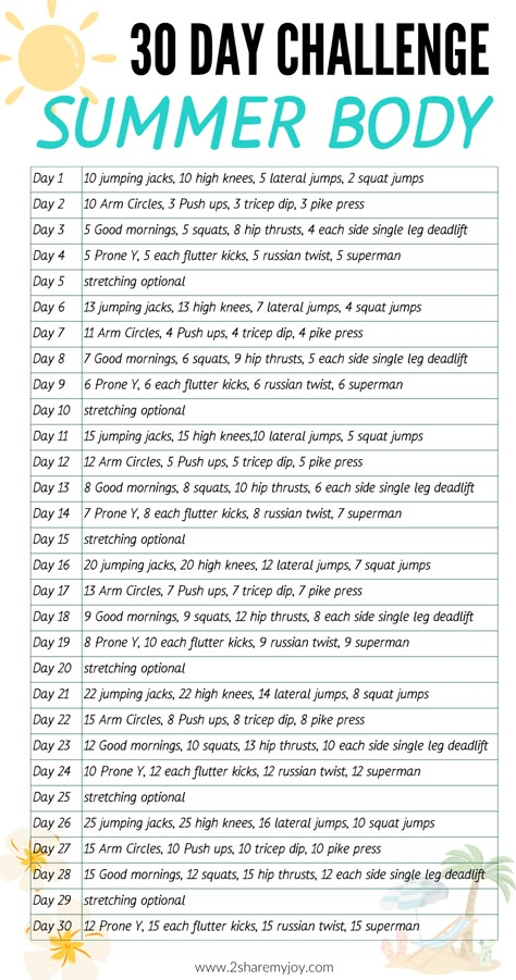 Transform your fitness routine with our 30-Day Summer Body Challenge! No equipment needed, just 5-10 minutes a day to start seeing results. Adapt the workouts to increase difficulty and maximize your progress. Ready to get started? Click through for all the details and join the challenge today! #SummerWorkoutChallenge #FitnessGoals #GetMoving 10 Day Challenge Fitness, July Fitness Challenge, July Workout Challenge, 30 Day Challenge Workout, Fitness Challenge 30 Day, Challenges Workout, Summer Fitness Challenge, Workout Challenge 30 Day, 30 Days Workout Challenge