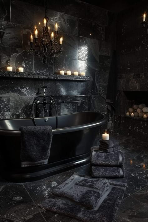 Modern Gothic Interior Design, Gothic Bathroom Ideas, Gothic Rooms, Goth Bathroom, Gothic Luxury, Gothic Houses, Gothic Interior Design, Goth Houses, Gothic Bathroom