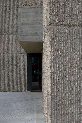 Bush hammered concrete | Forum | Archinect Bush Hammered Concrete, Hammered Concrete, Concrete Wall Finish, Paul Rudolph, Concrete Finishes, Facade Material, Concrete Facade, Concrete Architecture, Stone Facade