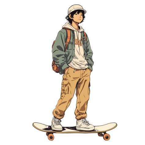 Skate Life - Anime skateboarder on Threadless Skateboard Art Reference, Person Riding Skateboard Reference, Skateboard Concept Art, Character With Skateboard, Skateboard Character Design, Riding Skateboard Reference, Skateboard Refrence, Grudge Drawing, Skater Reference