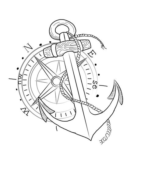 Compass Coloring Page, Nautical Compass Drawing, Compass Tattoo Drawing, Banner Design Drawing, Anchor Sketch, Compass Tattoos Arm, Compas Tattoo, Anchor Compass Tattoo, Compass Drawing