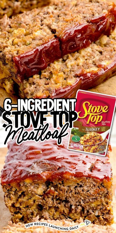 Stove Top Stuffing Meatloaf Stove Top Stuffing Meatloaf Recipes, Stuffing Mix Recipes, Stove Top Meatloaf, Stove Top Stuffing Meatloaf, Stove Top Stuffing Recipes, Meatloaf Topping, Moist Meatloaf, Stove Top Stuffing, Crockpot Meatloaf