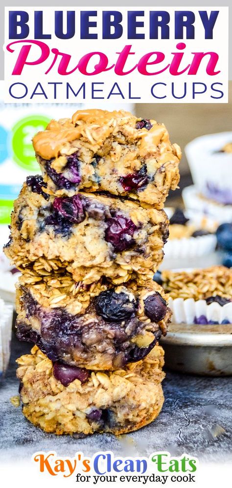 Overnight Blueberry Oat Protein Muffins, Protein Oat Cups, Oatmeal And Protein Powder Recipes, Protein Oatmeal Cups, Protein Oatmeal Muffins, Baked Oatmeal Cups, Kid Recipes, Protein Oatmeal, Foo Foo