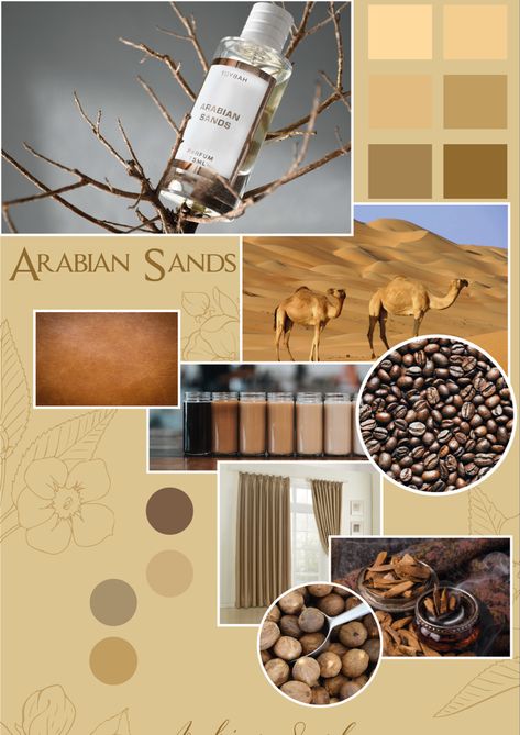 Arabian Nights Color Palette, Desert Mood Board Fashion, Fragrance Mood Board, Arabic Mood Board, Arab Moodboard, Arabian Moodboard, Desert Mood Board, Arabian Culture, Arabic Architecture