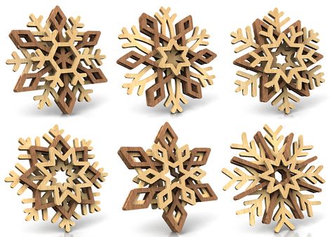 Laser Patterns Design, Scroll Saw Snowflake Pattern, Layered Wood Projects, Xtool S1 Project Ideas, Laser Gift Ideas, Laser Cut Projects Ideas, Christmas Laser Cut Ideas, Glowforge Projects To Sell, Unique Christmas Crafts