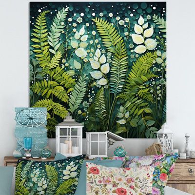 Fern Artwork, Ferns Plant, Nature Inspired Living Room, Monochrome Living Room, Floral Metal Wall Art, Fern Plant, Living Room Inspo, Flower Wall Art, Floral Wall Art