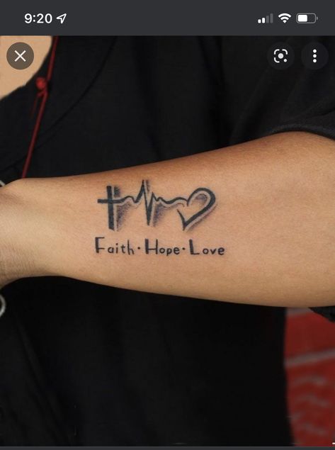 Mens Faith Tattoos, Life Meaning Tattoos, Hope Faith Love Tattoo, Cross Tattoos For Women On Arm, Faith Tattoos For Women, Faith Tattoo Men, Hope Tattoos For Women, Faith Hope Love Tattoo Ideas, Tattoo Faith Hope Love