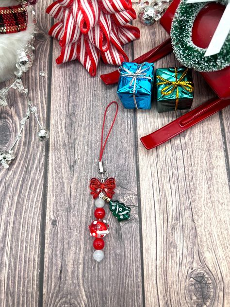 Christmas Phone Charm | Xmas Phone Charm | Keychain | Phone Accessory Christmas Phone Charm, Cute Santa Hat, Keychain Phone, Christmas Tree Tops, Rancho Cucamonga, Charm Keychain, Phone Charm, Santa Hat, Red Christmas