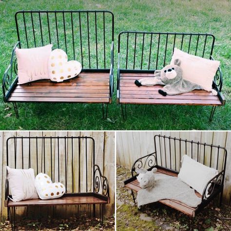 Repurposed IKEA minnen bed into children’s benches Minnen Bed Hack, Ikea Minnen Bed Hack, Ikea Havks, Ikea Minnen Bed, Minnen Bed, Ikea Girls Bedroom, Ikea Hack Bench, Diy Kallax, Diy King Bed Frame