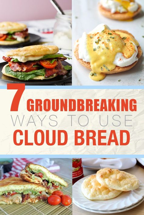 7 Groundbreaking Ways To Use Cloud Bread - Cloud bread, also known as "oopsie rolls", is a grain-free, nut-free, low-carb bread alternative. Bread Cloud, Types Of Breads, Low Carb Bread Alternatives, Bread Alternative, Bread Alternatives, Cloud Bread, Carb Free, Low Carb Eating, Keto Foods