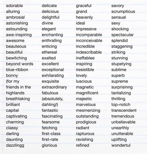 Aesthetic Adjectives, Pretty Adjectives, Cute Descriptions, Ethereal Words, Words To Describe Beauty, Good Adjectives, Mysterious Words, Writing Expressions, Adjective Words