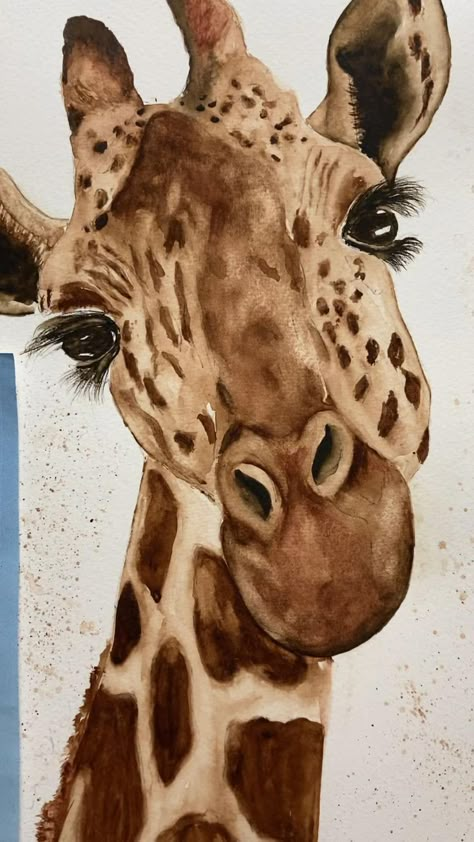 Gcse Art Animals, Watercolour Horses, Watercolour Lion, Watercolour Giraffe, Doodling Drawings, Animal Watercolour, Art Coursework, Giraffe Watercolor, Watercolor Giraffe