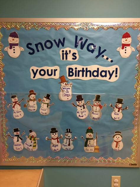 Snowman Birthday Board Work Birthday Board Ideas, Work Anniversary Board Ideas, Birthday Wall Preschool Ideas, November Birthday Board Classroom, Winter Birthday Boards Preschool, Birthday Wall For Classroom, August Birthday Board Ideas, Toddler Birthday Board Ideas Classroom, Birthday Bulletin Boards For Daycare