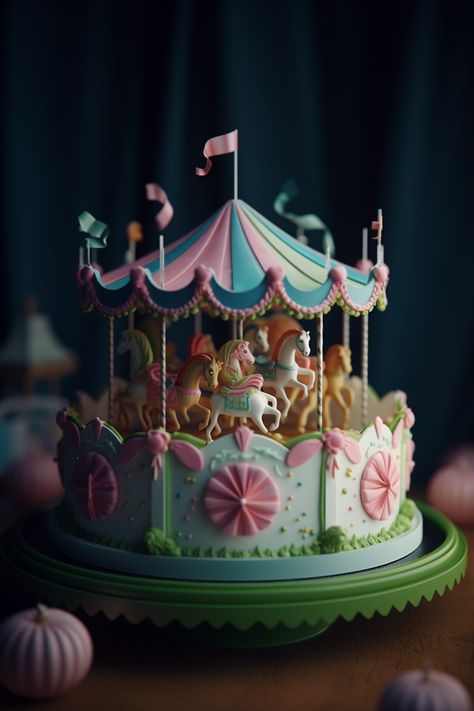 Maket Pasta, Postal Vintage, Art Cake, 3d Blender, Sweet Art, Cookies And Cakes, Awesome Cakes, Merry Go Round, Pop Mart