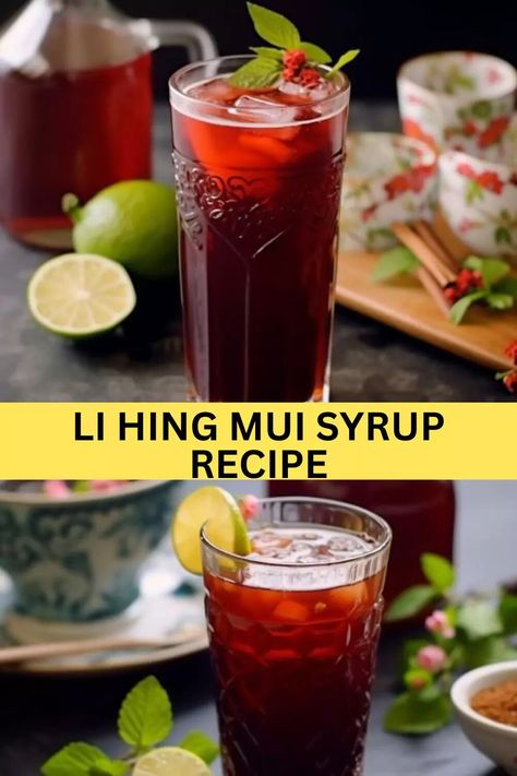 Li Hing Mui Recipes, Li Hing Mui Lollipops Recipe, Nobu Lychee Martini Recipe, Lava Flow Drink Recipe Hawaii, Lychee Syrup Cocktails, Honey Lemon, Flavored Drinks, Syrup Recipe, Raw Honey