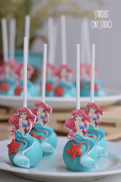 Cake Pops Mermaid, Ariel Cake Pops, Little Mermaid Cake Pops, Mermaid Cakepops, Mermaid Cake Pops, Mermaid Cupcake Toppers, Little Mermaid Cake, Ariel Cake, Second Birthday Cakes