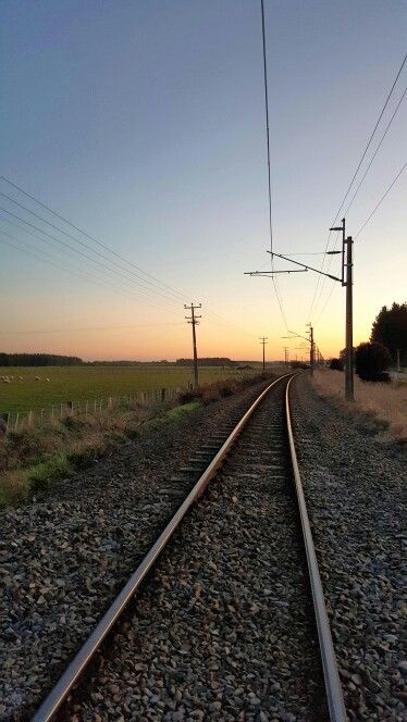 Sunset over railway line, Hunterville Railway Line, Line Photography, English Language Learning Grammar, Jacksonville Florida, Train Tracks, Railroad Tracks, Track, New Zealand, California