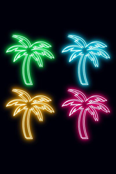 Neon palm trees in a variety of colors in a cool vaporwave pattern. Neon Widgets, Palm Tree Wallpaper, Neon Palm Tree, Palm Trees Wallpaper, Beach Glass Crafts, Hype Wallpaper, Rose Flower Wallpaper, Retro Neon, Neon Painting