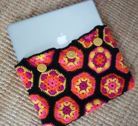 Granny Square Laptop Case, Computer Cover Crochet, Crochet Computer Case, Crochet Macbook Cover, Crochet Laptop Cover, Crochet Computer Case Pattern, Crochet Chromebook Cover, Laptop Sleeves Crochet, Laptop Cover Crochet