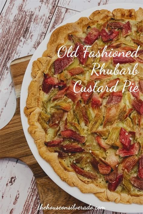 Rhubarb And Custard Recipes, Fridge Staples, Rhubarb Custard Pie, Rhubarb Custard Pies, Rhubarb Recipes Pie, Custard Pie Recipe, Rhubarb Custard, Rhubarb Desserts, Pantry Fridge